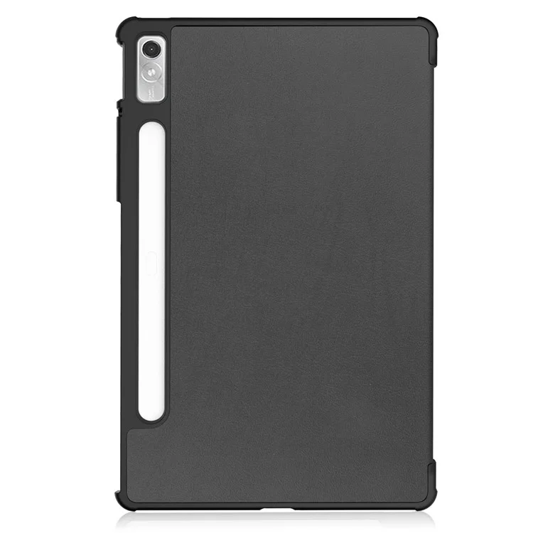Para Lenovo Tab P11 Pro Gen 2 Estuche con Soporte Plegable Tri-fold de Cuero PU Función de Activación / Suspensión Automática Cubierta a Prueba de Caídas - Negro
