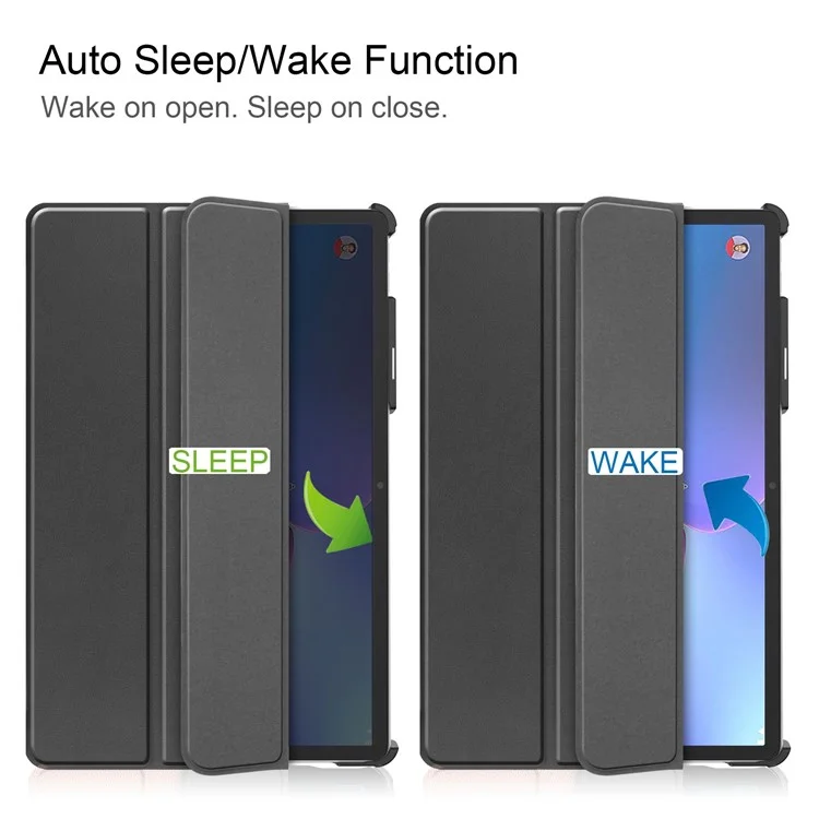 Para Lenovo Tab P11 Pro Gen 2 Estuche con Soporte Plegable Tri-fold de Cuero PU Función de Activación / Suspensión Automática Cubierta a Prueba de Caídas - Negro