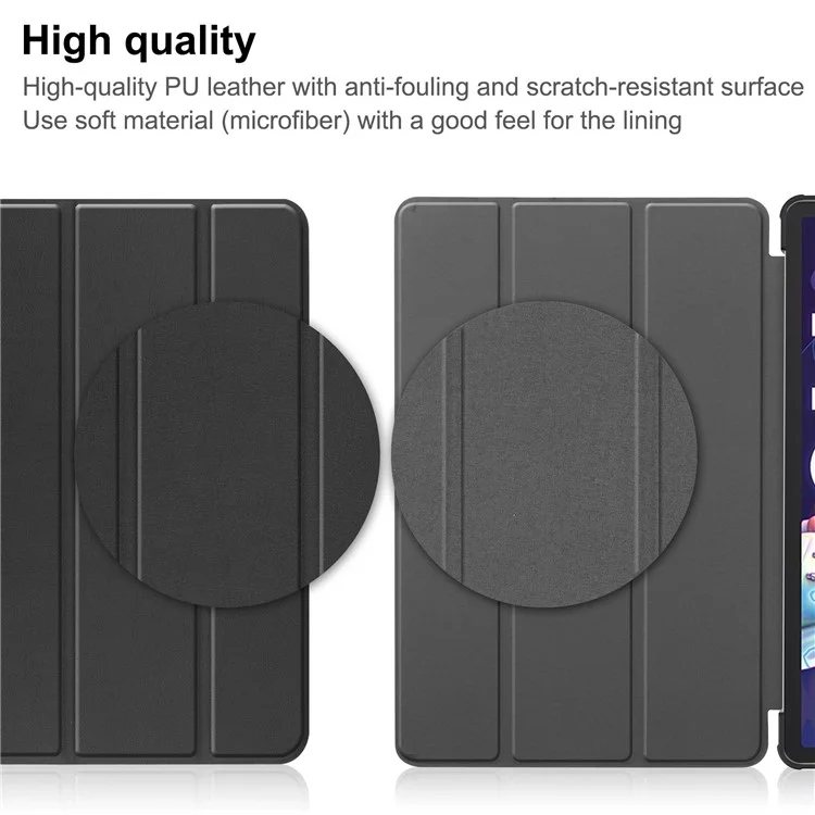 Para Lenovo Tab P11 Pro Gen 2 Estuche con Soporte Plegable Tri-fold de Cuero PU Función de Activación / Suspensión Automática Cubierta a Prueba de Caídas - Negro