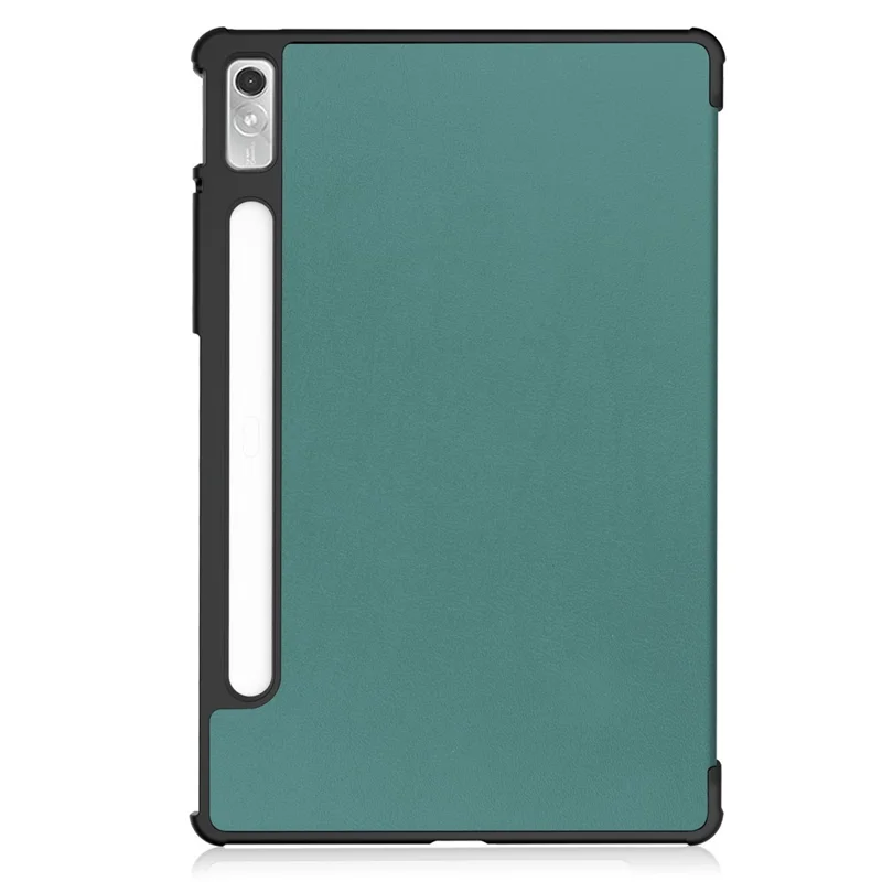 For Lenovo Tab P11 Pro Gen 2 Tri-fold Stand PU Leather Tablet Case Auto Wake / Sleep Function Drop-proof Cover - Blackish Green