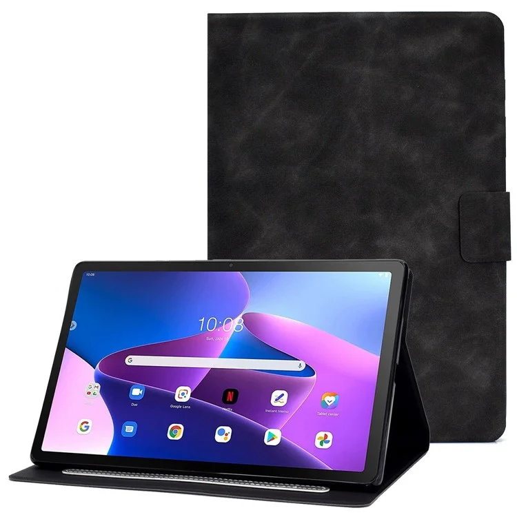Para Lenovo M10 FHD REL / M10 Plus X606F Funda de Cuero PU para Tablet Cubierta de color sólido Soporte Folio Magnético Estuche protector con ranuras para tarjetas - Gris