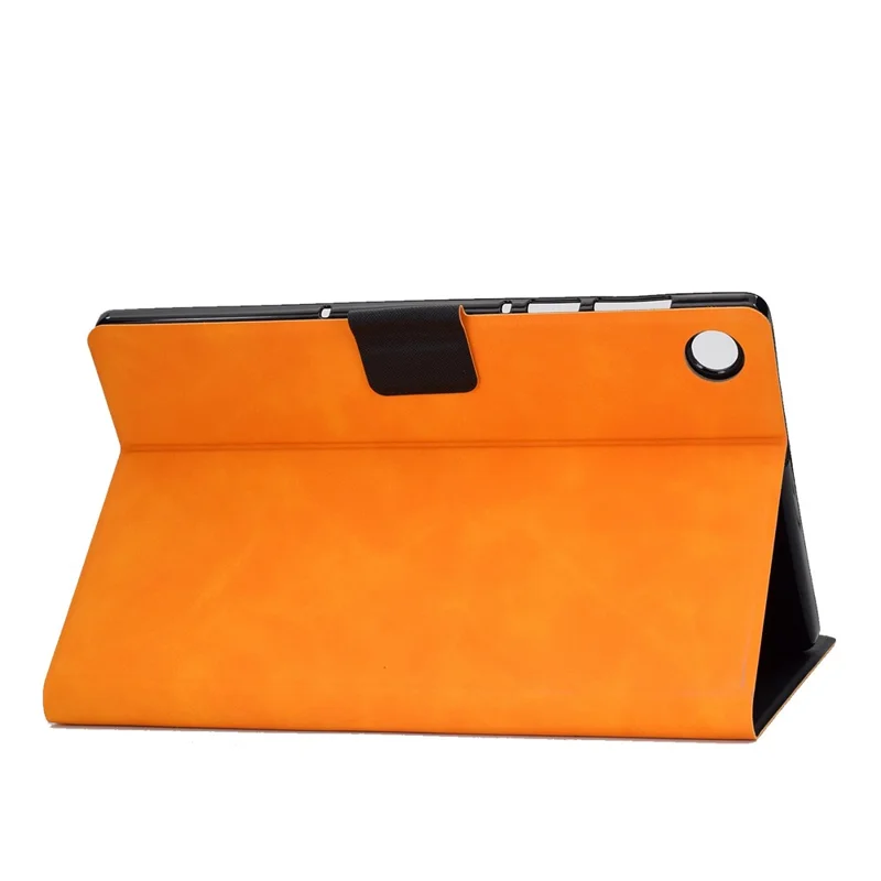 For Lenovo M10 FHD REL / M10 Plus X606F PU Leather Tablet Shell Cover  Solid Color Folio Stand Magnetic Protective Case with Card Slots - Orange