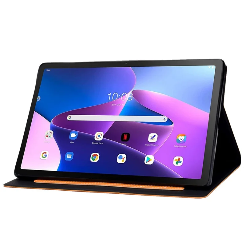 For Lenovo M10 FHD REL / M10 Plus X606F PU Leather Tablet Shell Cover  Solid Color Folio Stand Magnetic Protective Case with Card Slots - Orange