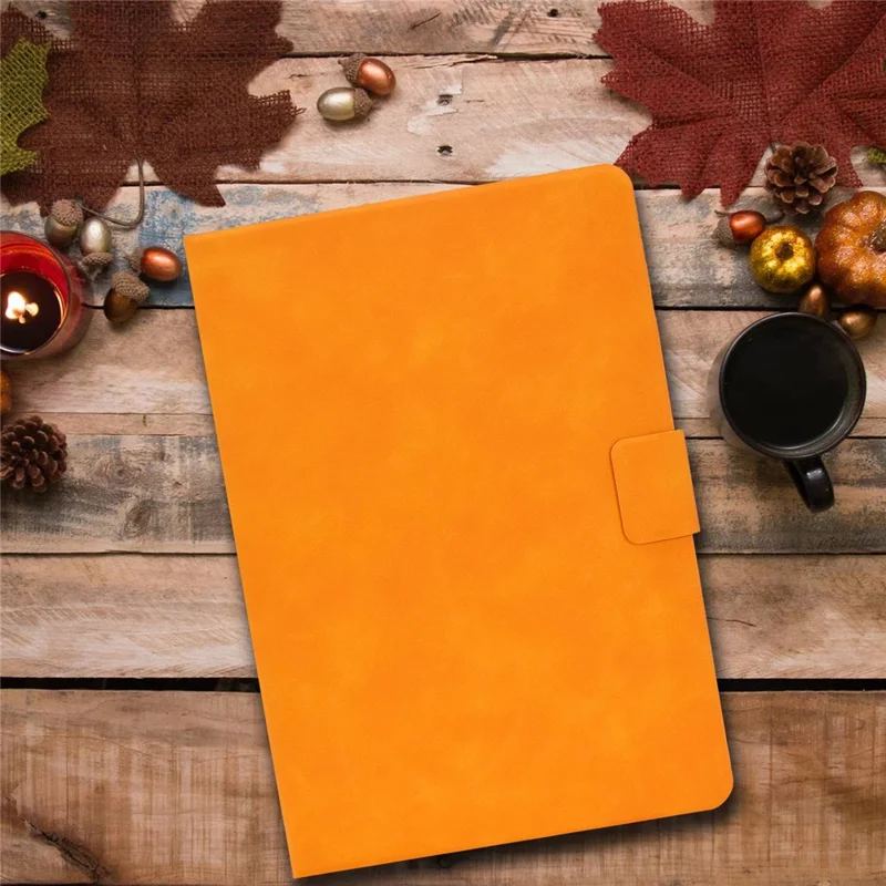 For Lenovo M10 FHD REL / M10 Plus X606F PU Leather Tablet Shell Cover  Solid Color Folio Stand Magnetic Protective Case with Card Slots - Orange