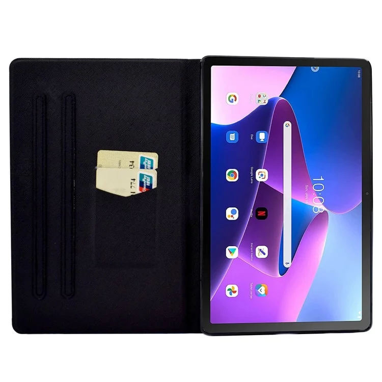 Für Lenovo M10 FHD Rel / Tab M10 Plus TB-X606F Muster Drucktablette Hülle Kartenhalter PU Lederständer Cover - Sternenklarer Himmel