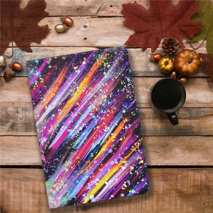 For Lenovo M10 FHD REL / Tab M10 Plus TB-X606F Pattern Printing Tablet Case Card Holder PU Leather Stand Cover - Meteor