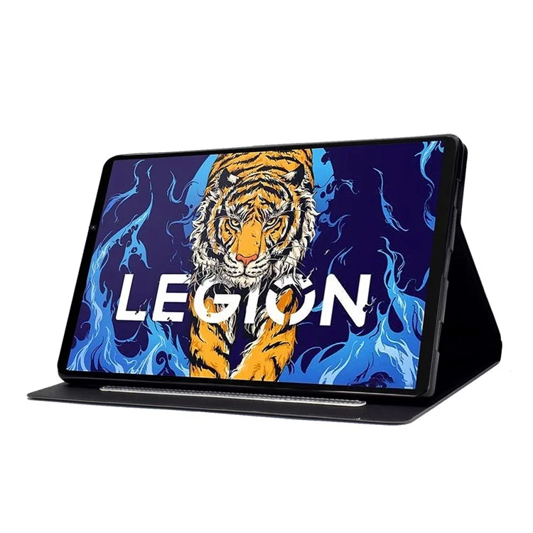 Für Lenovo Legion Y700 Tb-9707f Anti-drop-tablet-hülle Cowide Textur PU Leder Folio Flip Cover Well-Protection Stand Hülle Mit Kartenhalter - Grau