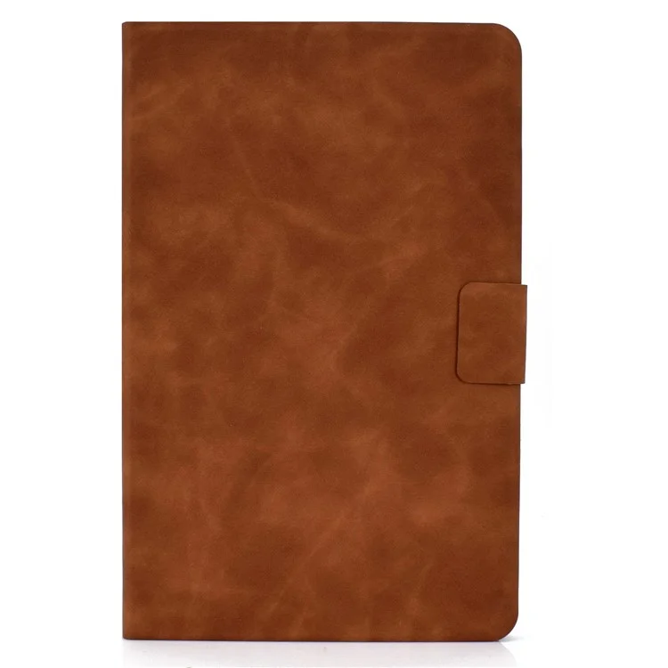 For Lenovo Legion Y700 TB-9707F Anti-Drop Tablet Case Cowhide Texture PU Leather Folio Flip Cover Well-Protection Stand Case with Card Holder - Brown