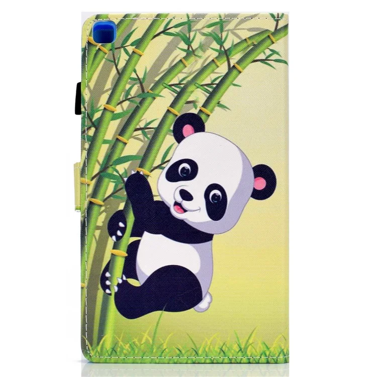 For Samsung Galaxy Tab A 8.0 (2019) SM-T290 (Wi-Fi) / SM-T295 (LTE) Pattern Printing Stitching Line Tablet Case PU Leather Card Slots Flip Stand Cover - Panda