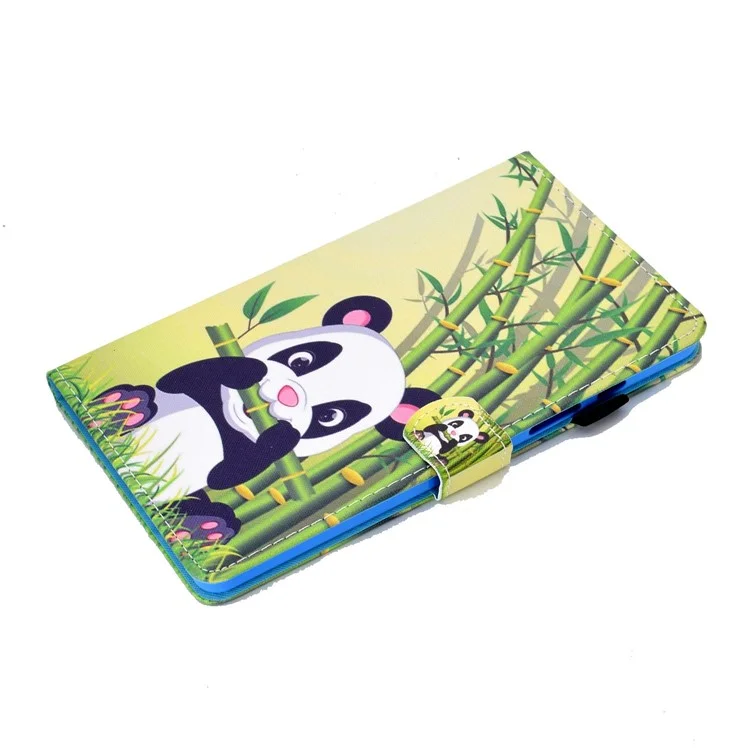 For Samsung Galaxy Tab A 8.0 (2019) SM-T290 (Wi-Fi) / SM-T295 (LTE) Pattern Printing Stitching Line Tablet Case PU Leather Card Slots Flip Stand Cover - Panda