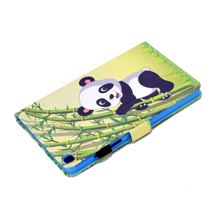 For Samsung Galaxy Tab A 8.0 (2019) SM-T290 (Wi-Fi) / SM-T295 (LTE) Pattern Printing Stitching Line Tablet Case PU Leather Card Slots Flip Stand Cover - Panda