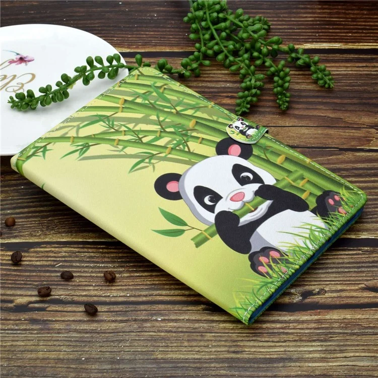 For Samsung Galaxy Tab A 8.0 (2019) SM-T290 (Wi-Fi) / SM-T295 (LTE) Pattern Printing Stitching Line Tablet Case PU Leather Card Slots Flip Stand Cover - Panda