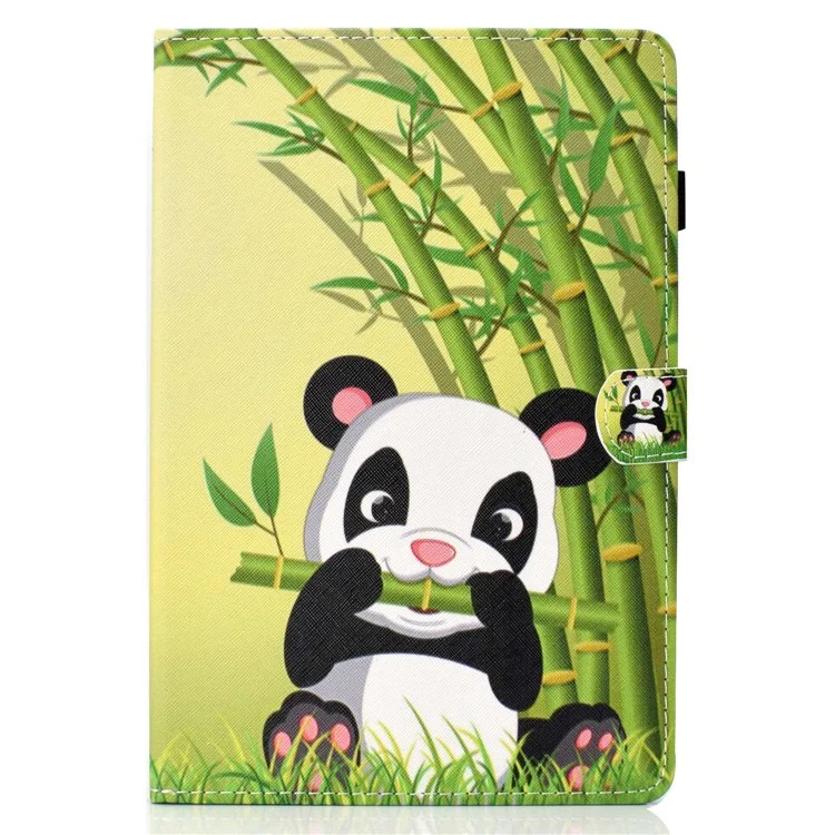 For Samsung Galaxy Tab A 8.0 (2019) SM-T290 (Wi-Fi) / SM-T295 (LTE) Pattern Printing Stitching Line Tablet Case PU Leather Card Slots Flip Stand Cover - Panda