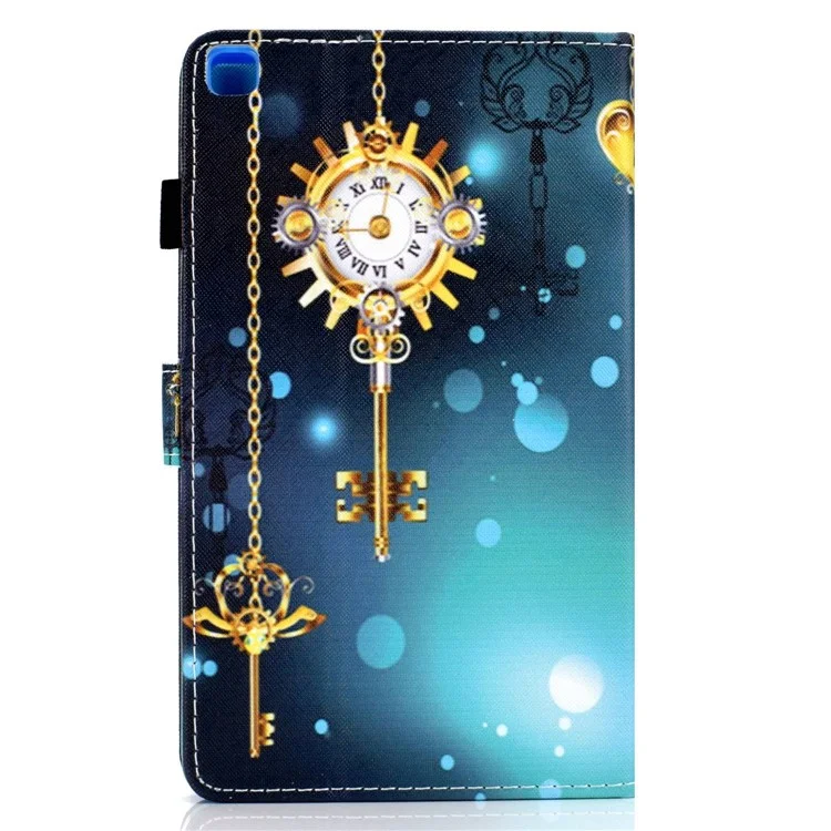 For Samsung Galaxy Tab A 8.0 (2019) SM-T290 (Wi-Fi) / SM-T295 (LTE) Pattern Printing Stitching Line Tablet Case PU Leather Card Slots Flip Stand Cover - Clock