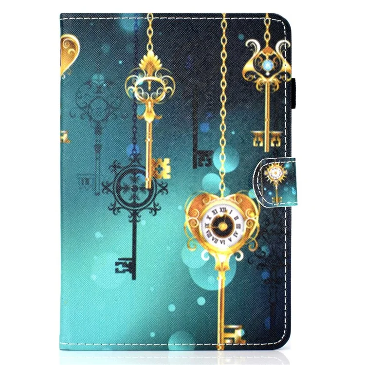For Samsung Galaxy Tab A 8.0 (2019) SM-T290 (Wi-Fi) / SM-T295 (LTE) Pattern Printing Stitching Line Tablet Case PU Leather Card Slots Flip Stand Cover - Clock