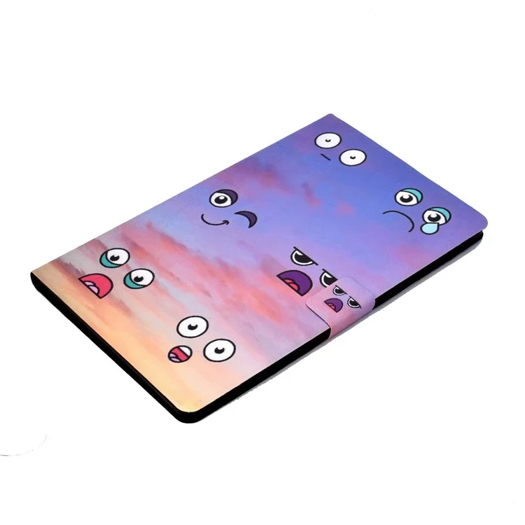 For Samsung Galaxy Tab A 8.0 (2019) SM-T290 (Wi-Fi) / SM-T295 (LTE) Pattern Printing Tablet Case PU Leather Magnetic Clasp Stand Cover with Card Pocket - Facial Expression