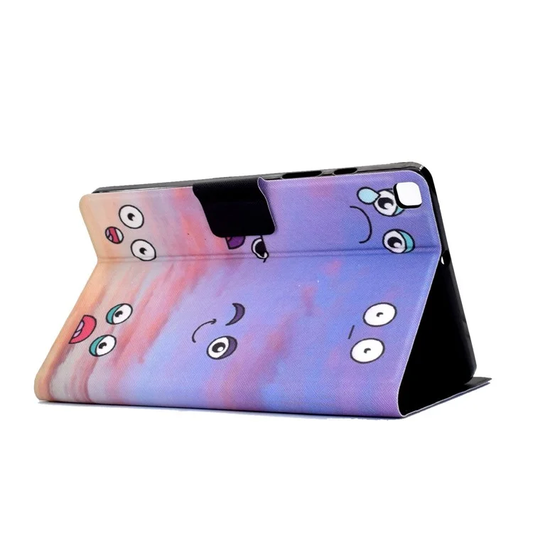 For Samsung Galaxy Tab A 8.0 (2019) SM-T290 (Wi-Fi) / SM-T295 (LTE) Pattern Printing Tablet Case PU Leather Magnetic Clasp Stand Cover with Card Pocket - Facial Expression