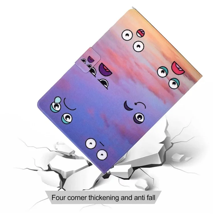 For Samsung Galaxy Tab A 8.0 (2019) SM-T290 (Wi-Fi) / SM-T295 (LTE) Pattern Printing Tablet Case PU Leather Magnetic Clasp Stand Cover with Card Pocket - Facial Expression