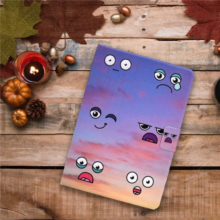 For Samsung Galaxy Tab A 8.0 (2019) SM-T290 (Wi-Fi) / SM-T295 (LTE) Pattern Printing Tablet Case PU Leather Magnetic Clasp Stand Cover with Card Pocket - Facial Expression