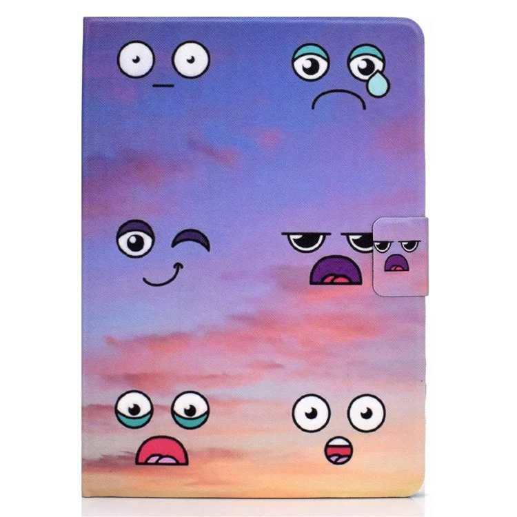 For Samsung Galaxy Tab A 8.0 (2019) SM-T290 (Wi-Fi) / SM-T295 (LTE) Pattern Printing Tablet Case PU Leather Magnetic Clasp Stand Cover with Card Pocket - Facial Expression