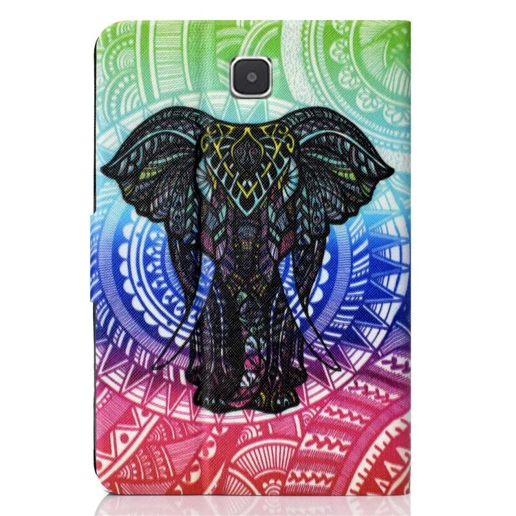 For Samsung Galaxy Tab A 8.0 SM-T350 / T355C (2015) Pattern Printing PU Leather Tablet Cover Stand Card Holder Protective Case - Elephant