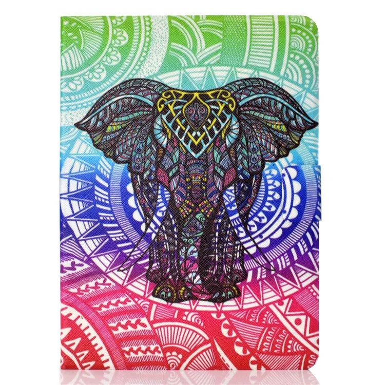 For Samsung Galaxy Tab A 8.0 SM-T350 / T355C (2015) Pattern Printing PU Leather Tablet Cover Stand Card Holder Protective Case - Elephant