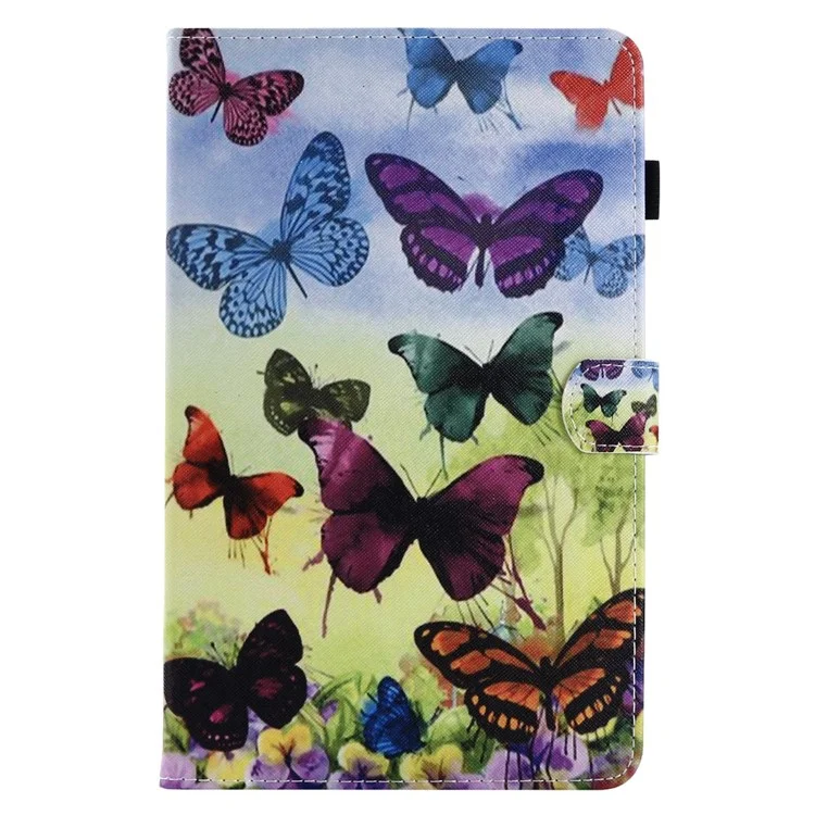 Shockproof Case for Samsung Galaxy Tab A 8.0 SM-T350 (2015) Leather Tablet Cover Stitched Pattern Printed Magnetic Cover with Stand / Card Slots - Colorful Butterfly