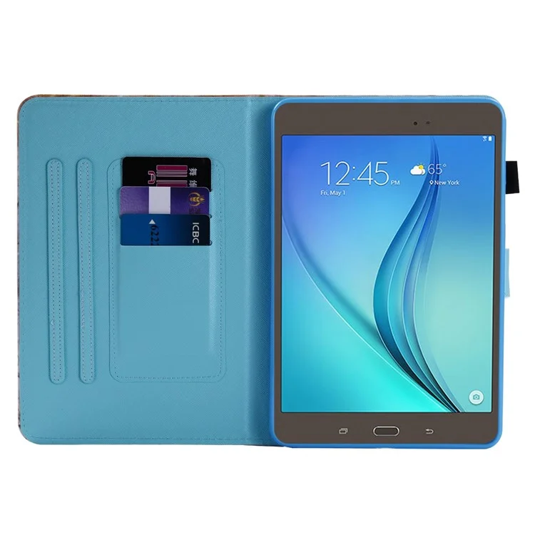 Shockproof Case for Samsung Galaxy Tab A 8.0 SM-T350 (2015) Leather Tablet Cover Stitched Pattern Printed Magnetic Cover with Stand / Card Slots - Colorful Butterfly