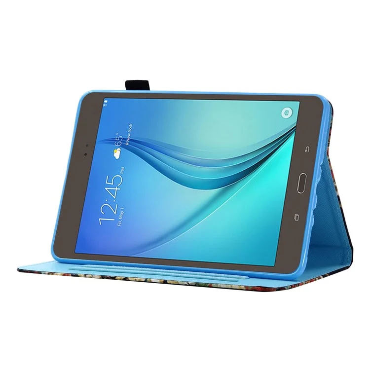 Shockproof Case for Samsung Galaxy Tab A 8.0 SM-T350 (2015) Leather Tablet Cover Stitched Pattern Printed Magnetic Cover with Stand / Card Slots - Colorful Butterfly