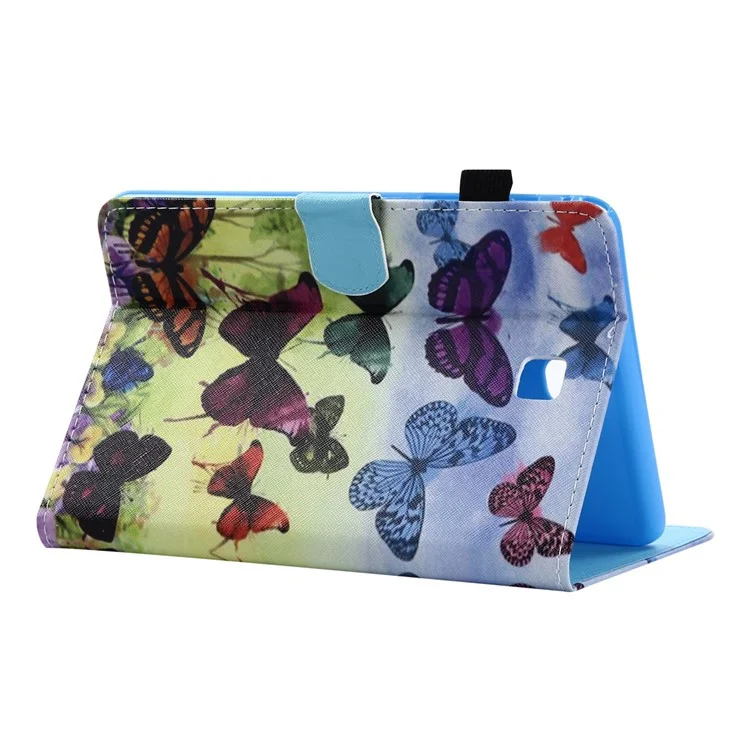 Shockproof Case for Samsung Galaxy Tab A 8.0 SM-T350 (2015) Leather Tablet Cover Stitched Pattern Printed Magnetic Cover with Stand / Card Slots - Colorful Butterfly