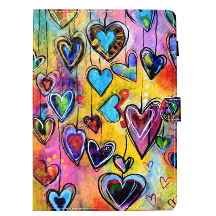 Funda resistente a los golpes para Samsung Galaxy Tab A 8.0 SM-T350 (2015) Funda de tableta de cuero con patrón cosido impreso Cubierta magnética con soporte / ranuras para tarjetas - Corazón