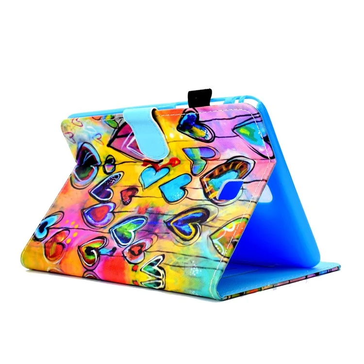 Funda resistente a los golpes para Samsung Galaxy Tab A 8.0 SM-T350 (2015) Funda de tableta de cuero con patrón cosido impreso Cubierta magnética con soporte / ranuras para tarjetas - Corazón
