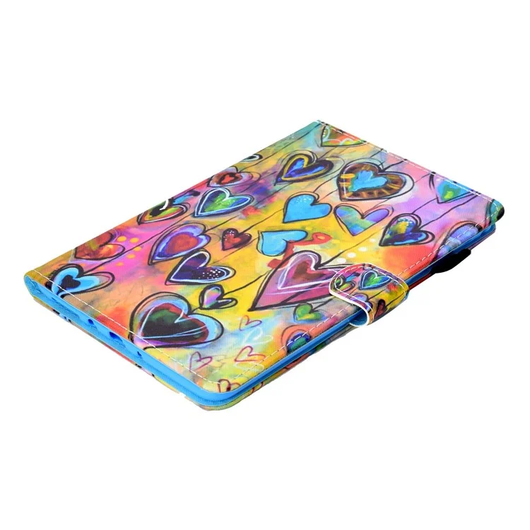 Funda resistente a los golpes para Samsung Galaxy Tab A 8.0 SM-T350 (2015) Funda de tableta de cuero con patrón cosido impreso Cubierta magnética con soporte / ranuras para tarjetas - Corazón