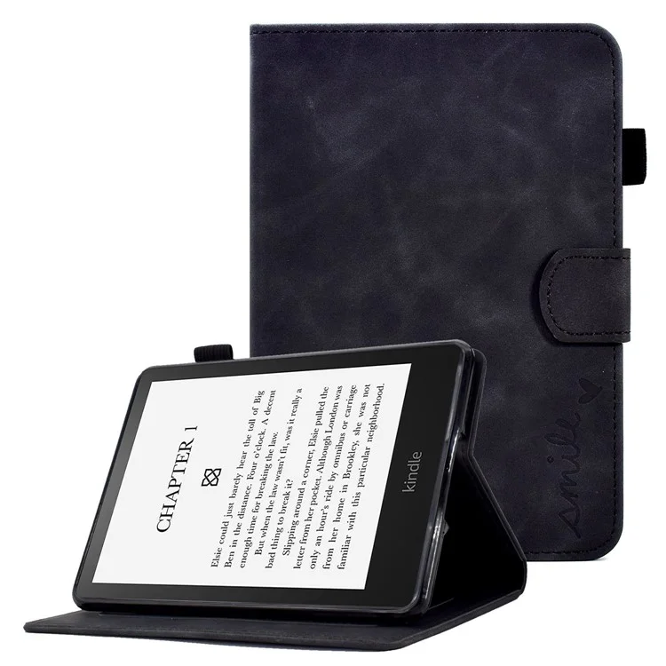 Per Amazon Kindle Paperwhite 5 (2021) Love Heart Exprinted PU Pell Mash Case Coperchio Copertivo Carte Solid Copertive - Nero