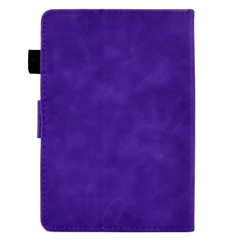 For Amazon Kindle Paperwhite (2015) / 2 (2015) / 3 (2015) / 4 (2018) Heart Shape Imprinted Solid Color PU Leather Flip Stand Protective Case with Card Slots - Purple