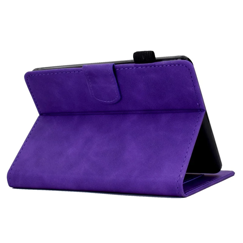 For Amazon Kindle Paperwhite (2015) / 2 (2015) / 3 (2015) / 4 (2018) Heart Shape Imprinted Solid Color PU Leather Flip Stand Protective Case with Card Slots - Purple