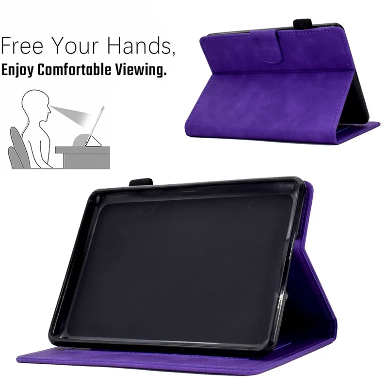 For Amazon Kindle Paperwhite (2015) / 2 (2015) / 3 (2015) / 4 (2018) Heart Shape Imprinted Solid Color PU Leather Flip Stand Protective Case with Card Slots - Purple