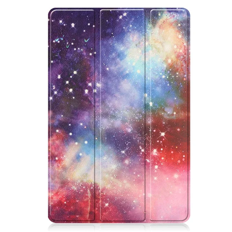 For Lenovo Tab P11 Pro Gen 2 Tri-Fold Stand Tablet Case Pattern Printing PU Leather Auto Wake / Sleep Cover with Pencil Holder - Milky Way Nebula