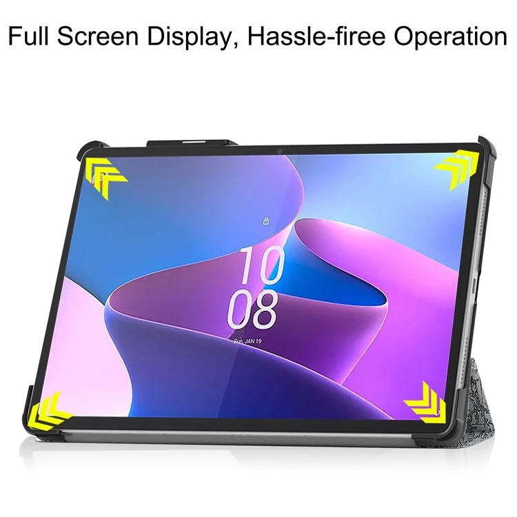 Чехол-подставка с узором для планшета Lenovo Tab P11 Pro Gen 2, трехстороннее открытие, ПУ-кожа, автоматический режим сна/пробуждения, с держателем для стилуса - винтажная башня
