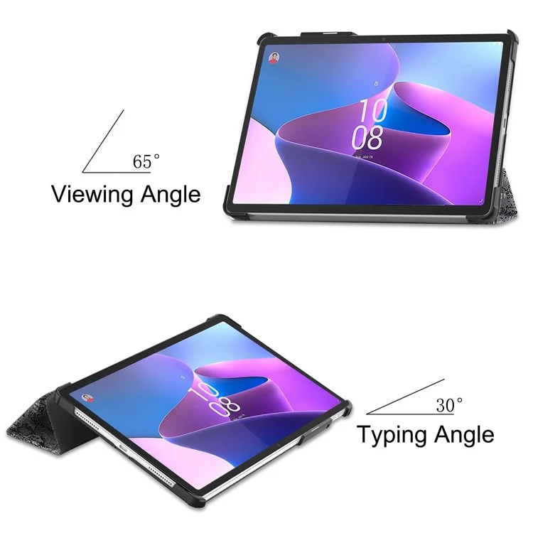 Чехол-подставка с узором для планшета Lenovo Tab P11 Pro Gen 2, трехстороннее открытие, ПУ-кожа, автоматический режим сна/пробуждения, с держателем для стилуса - винтажная башня