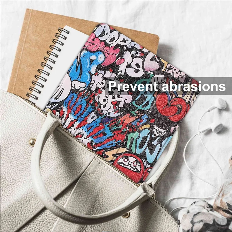 For Lenovo Tab P11 Pro Gen 2 Tri-Fold Stand Tablet Case Pattern Printing PU Leather Auto Wake / Sleep Cover with Pencil Holder - Graffiti