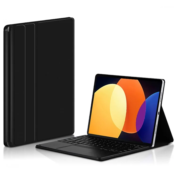 JIUYU For Xiaomi Pad 5 Pro PU Leather Keyboard Case Bluetooth-compatible Keyboard with Stand Magnetic Protective Cover - Black
