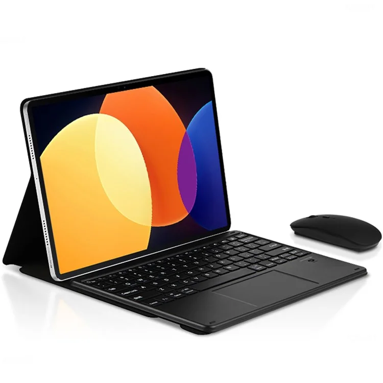 JIUYU For Xiaomi Pad 5 Pro PU Leather Keyboard Case Bluetooth-compatible Keyboard with Stand Magnetic Protective Cover - Black