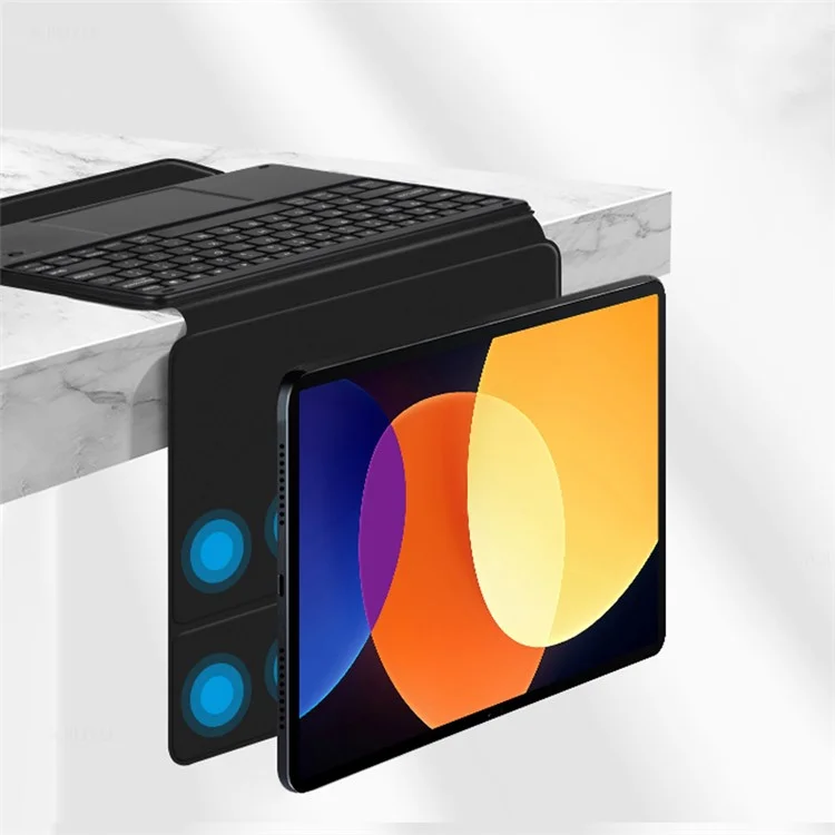 JIUYU For Xiaomi Pad 5 Pro PU Leather Keyboard Case Bluetooth-compatible Keyboard with Stand Magnetic Protective Cover - Black