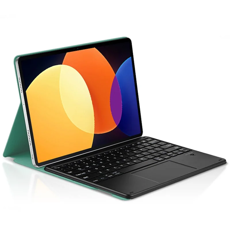 For Xiaomi Pad 5 Pro PU Leather Keyboard Case Bluetooth-compatible Keyboard with Stand Magnetic Protective Cover - Green