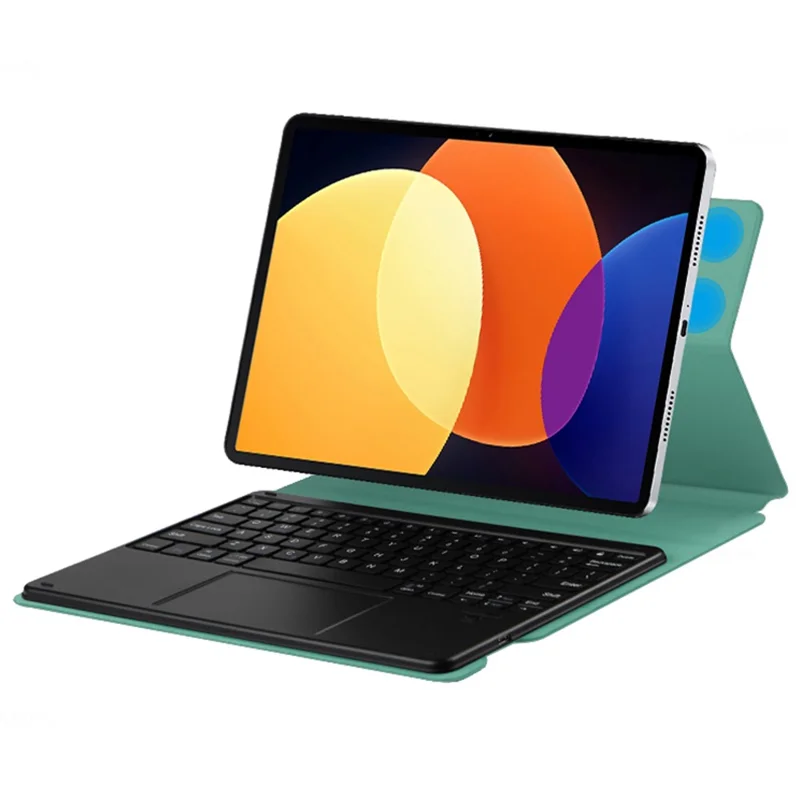 For Xiaomi Pad 5 Pro PU Leather Keyboard Case Bluetooth-compatible Keyboard with Stand Magnetic Protective Cover - Green
