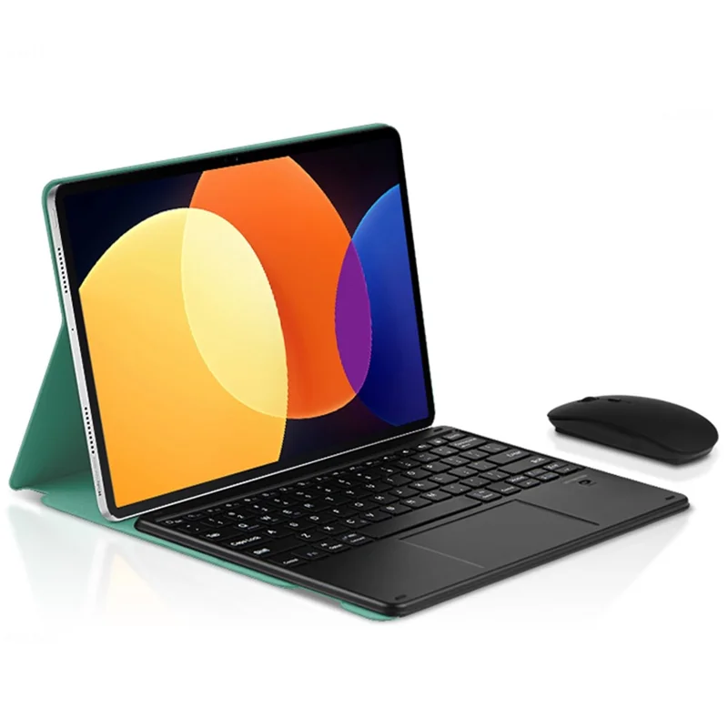 For Xiaomi Pad 5 Pro PU Leather Keyboard Case Bluetooth-compatible Keyboard with Stand Magnetic Protective Cover - Green
