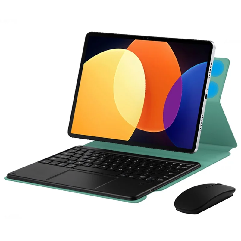 For Xiaomi Pad 5 Pro PU Leather Keyboard Case Bluetooth-compatible Keyboard with Stand Magnetic Protective Cover - Green