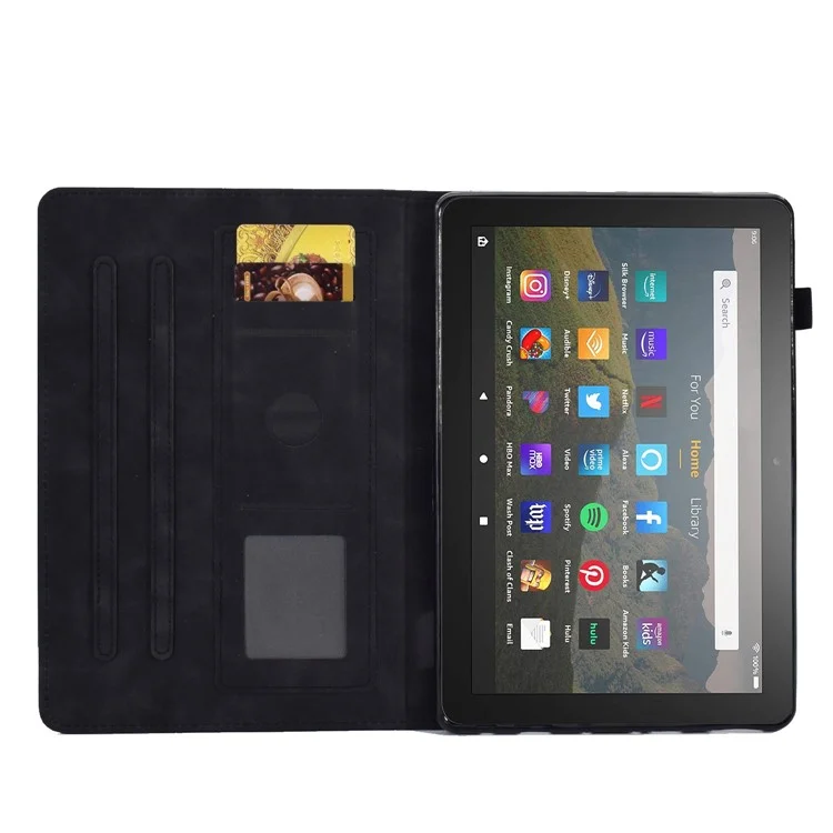 Для Amazon Fire HD 8 (2020) Сплошной Формы Сердца Отпечатки Отпечатки Кожи Кожи с Кожаной Воздушной Крышкой. - Черный