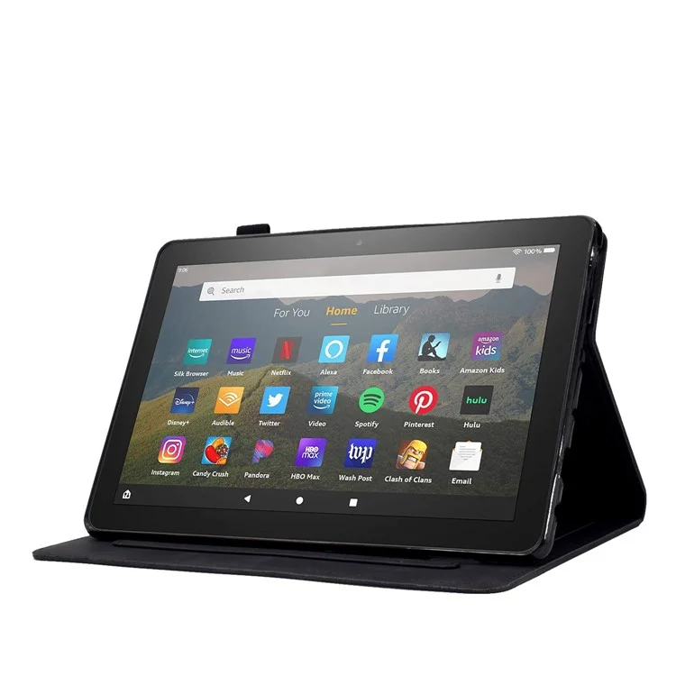 Для Amazon Fire HD 8 (2020) Сплошной Формы Сердца Отпечатки Отпечатки Кожи Кожи с Кожаной Воздушной Крышкой. - Черный
